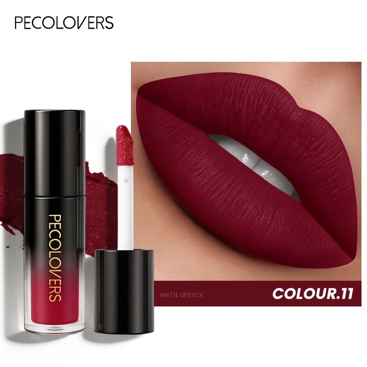 Round Tube Black Gradient Matte Lip Gloss, Quick Drying