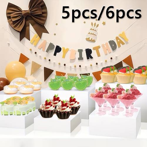 5pcs 6pcs five sided desktop storage rack storage box halloween living room horizontal storage box christmas party wedding and other festival dessert cake display storage rack