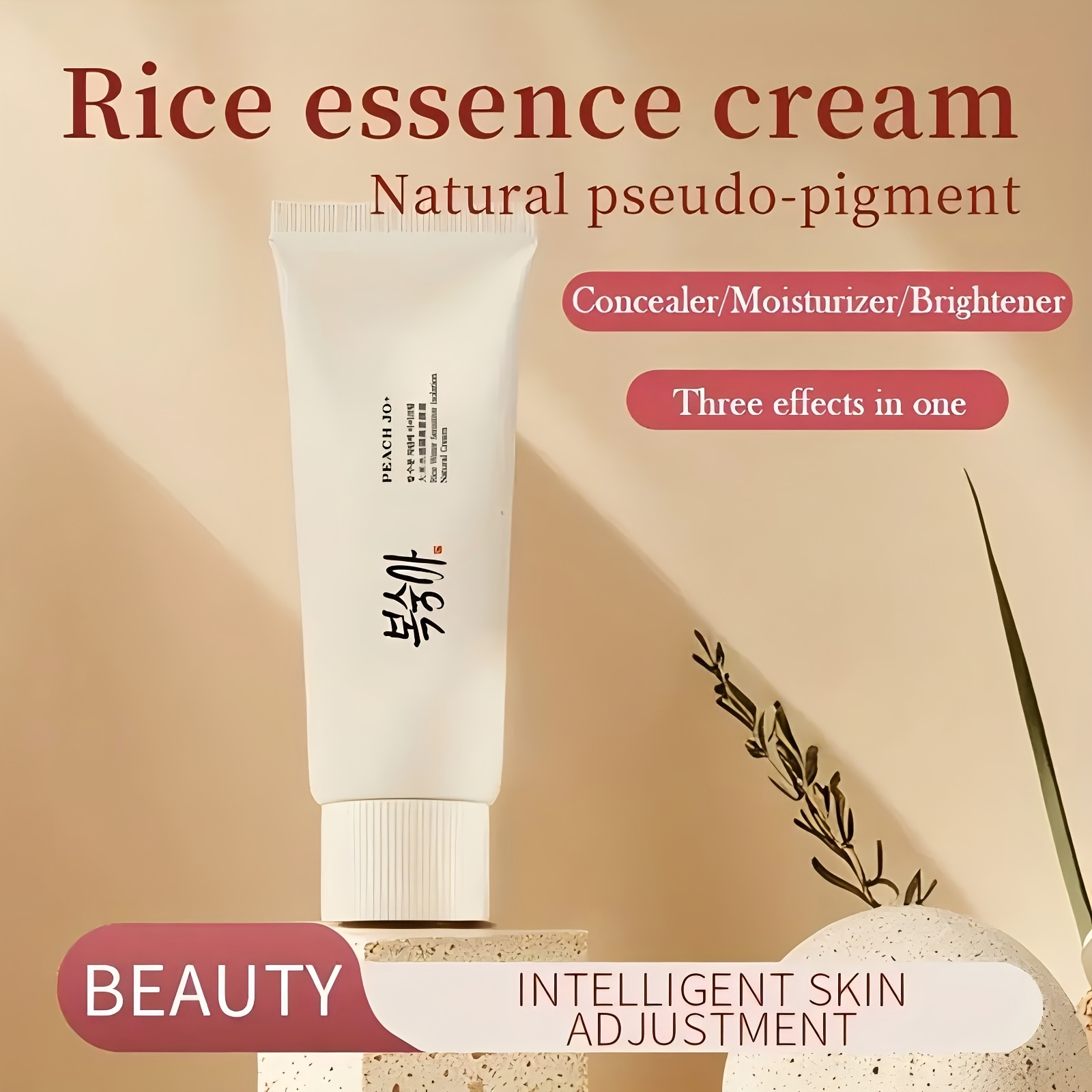3pcs PEACH JO+ Rice No-Makeup Foundation Face Makeup Natural Nude Cream Non-Cakey Long-Lasting Oil-Free, Easy to Apply, No Makeup Look, Daily Wear Foundation, Lightweight Cream, Natural Finish, Skinfriendly Formula, Rice Extract Formula Base, Nongreasy Formula, All Light Beige Types, Combination Light Beige, Makeup Products, Moisturizer, Skincare, Tinted Moisturizer