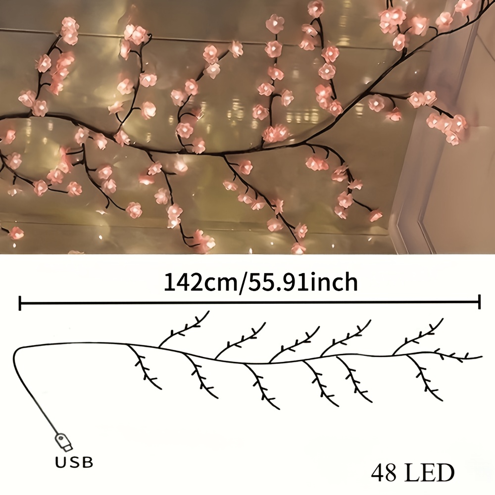 TEMU 1pc Cherry Tree Light, Artificial Cherry Bedroom Decorative Light, Suitable For Parties, Restaurants, , Wall Decorations, Weddings, Holiday