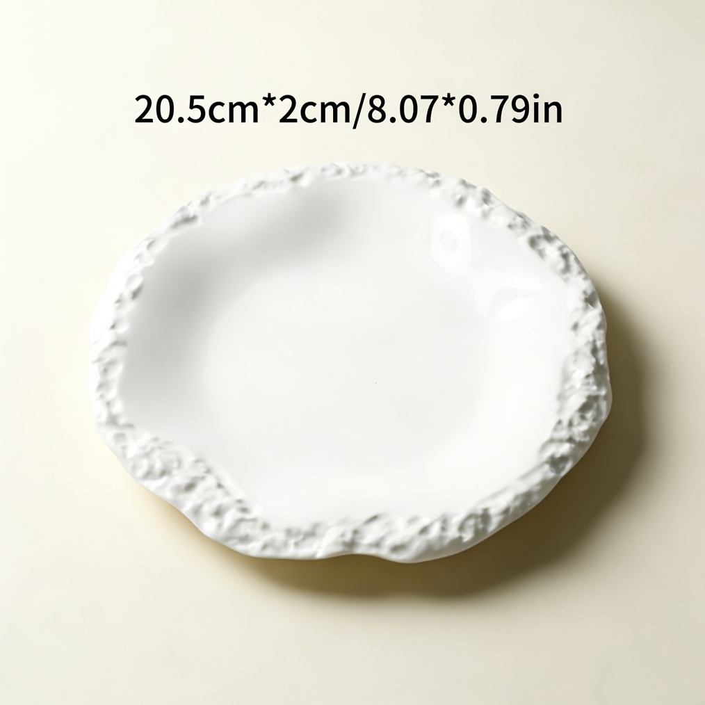 1pc of Shallow Plate with Rock Texture (30.48/25.4/20.32 cm) - Contemporary Minimalist Ceramic Dishware Featuring Rustic Edges for Dining at for home And in Hotels