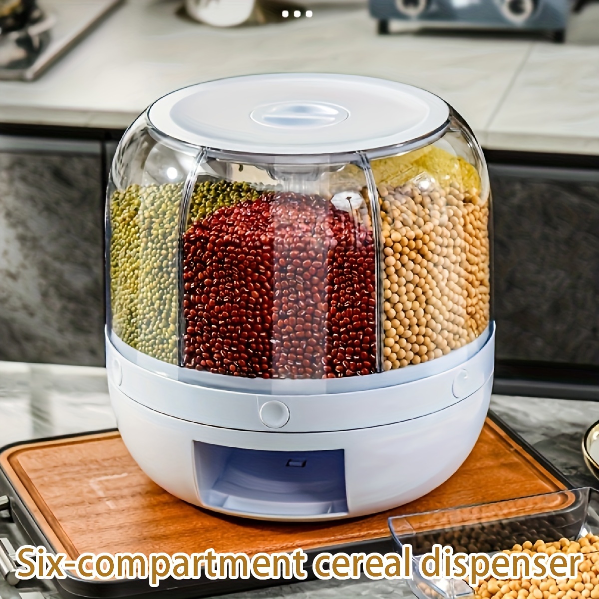 

1/2pcs Multifunctional 6-part Grain Dispenser: Sealing And Rotating Storage Container - Ideal For Kitchen Dry Food Organization, Kitchen Supplies, Kitchen Storage Tools, Grain Containers