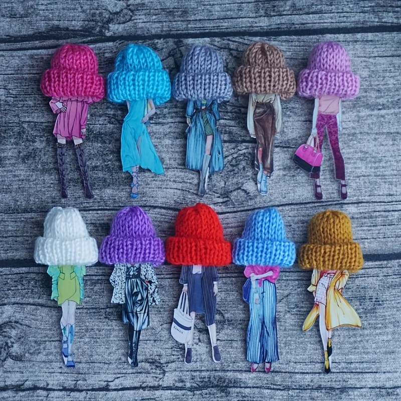 

Ensemble de 10 Broches en Acrylique Mignonnes - Épingles au Design de Chapeau en Laine pour Sacs et Accessoires de Vêtements pour Femmes, pour Tenue Décontractée