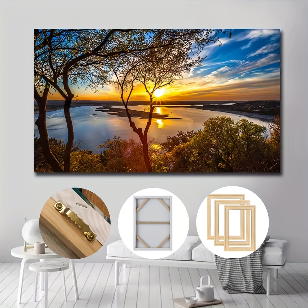 

1pc Framed Landscape Wall Art Picture, Sunset Canvas Print Poster, Hd Printed Wall Art, Modern Living Room Bedroom Home Decoration Painting