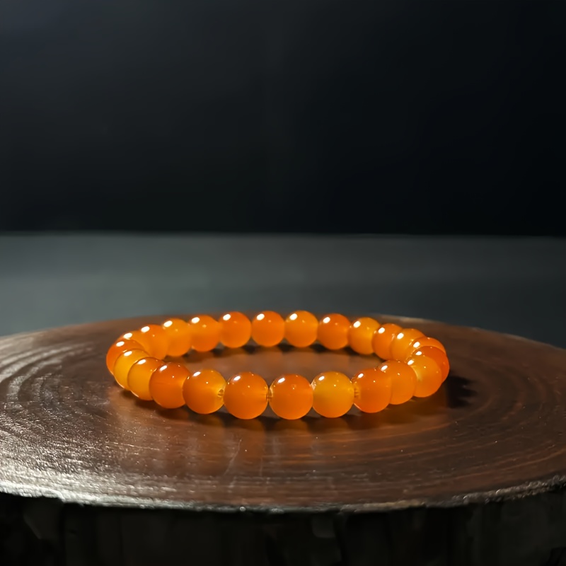 Natural Orange Bead Bracelet 8mm for Casual Attire