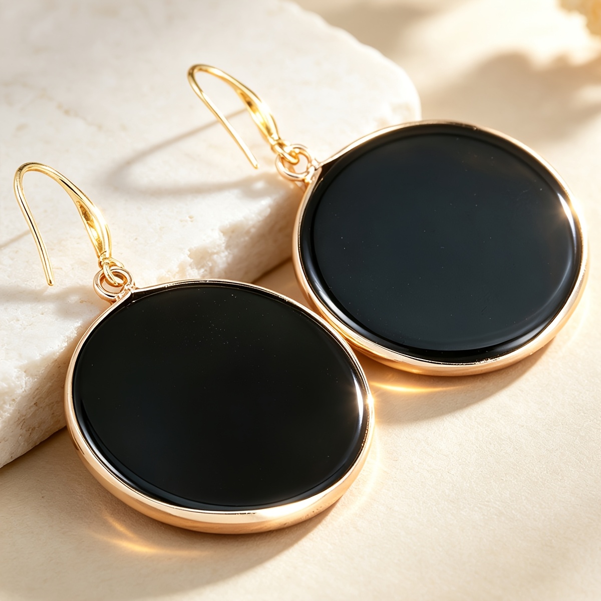 TEMU Boucles d'oreilles rondes en noire, accessoires de bijoux de mode pour femme, boucles d'oreilles bohèmes, parfaites pour les fêtes, , cadeau de