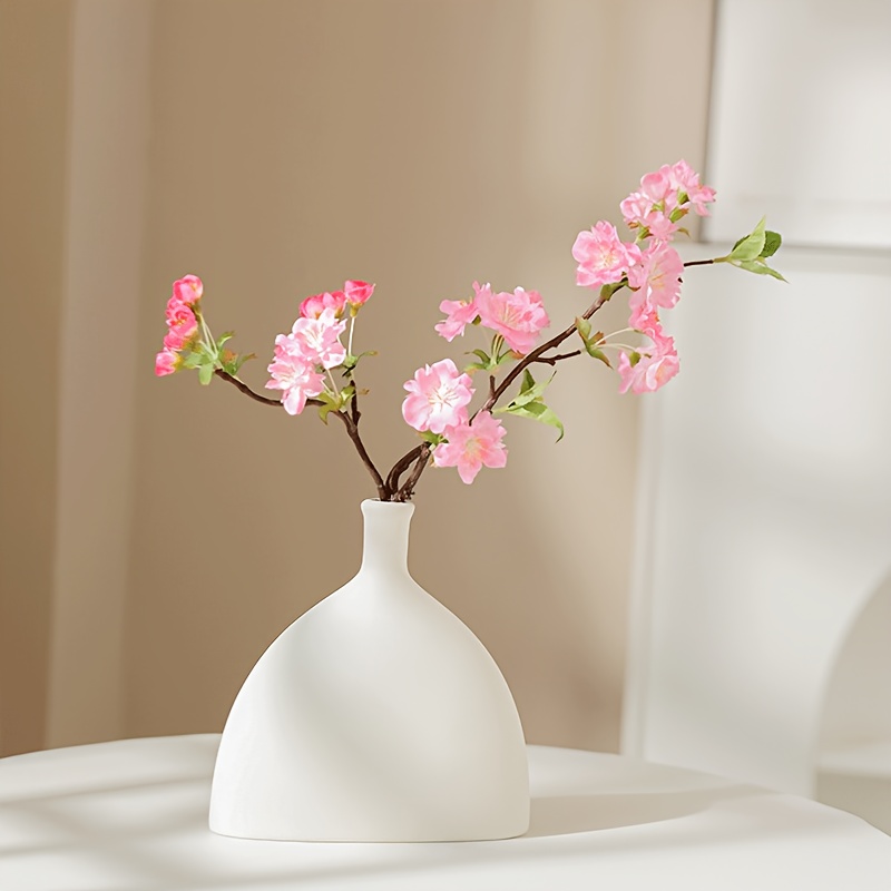 

1pc Realistic Artificial Cherry Blossom Branch, Plastic Fake Peach Blossom For Home Decor, Tabletop Decoration, Valentine's Day Reunion Kitchen Floral Arrangement, No Container