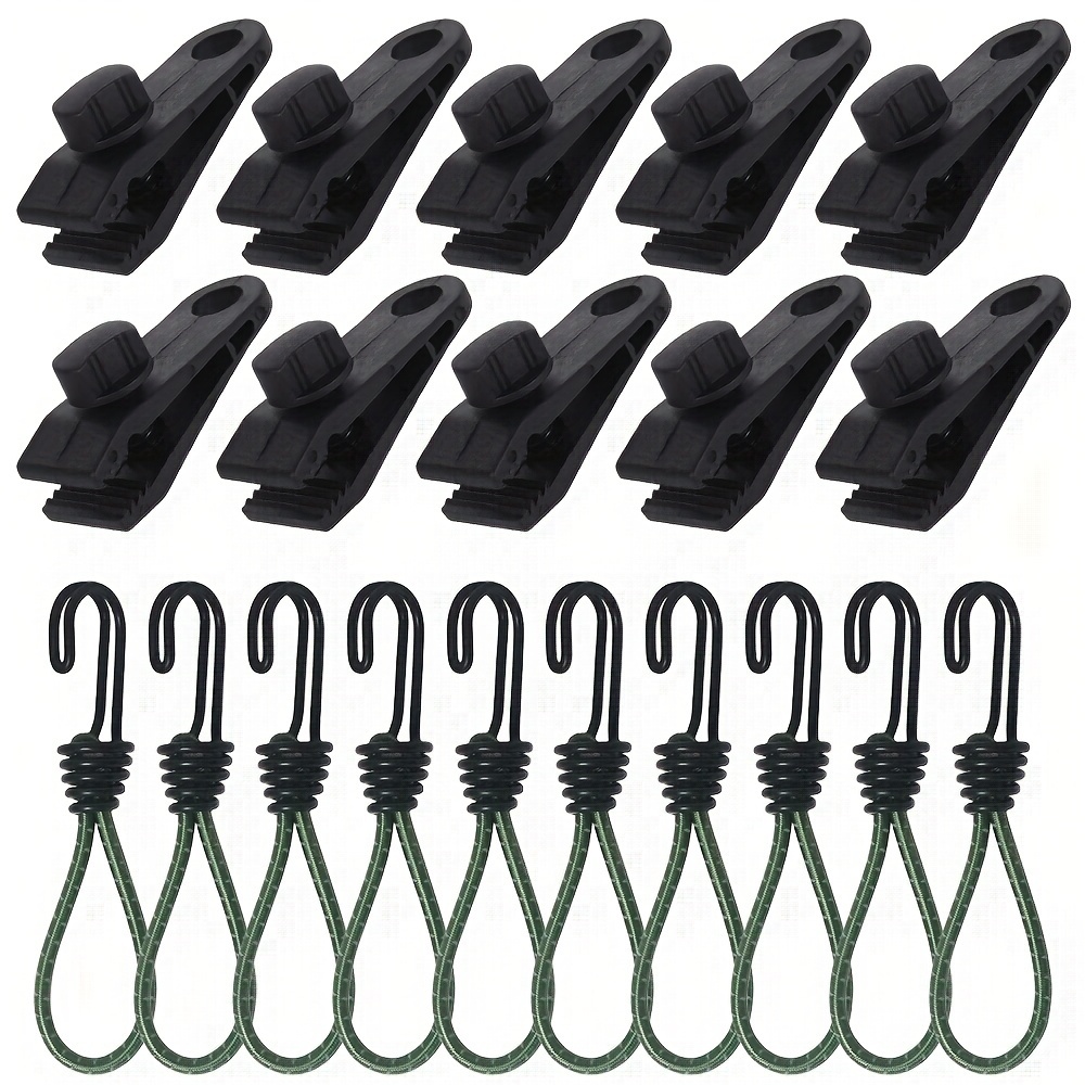 

20pcs Tent Clip Rope Cord Hook Outdoor Camping Fixing Cord String Carabiner Hooks Accessories ( 10pcs Tent Clip And 10pcs Rope)