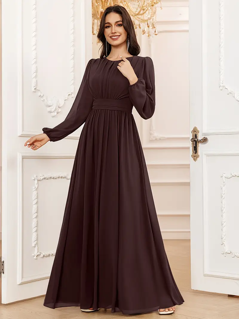 elegant a line scoop long sleeve floor length chiffon formal - Temu elegant a line scoop long sleeve floor length chiffon formal - Temu