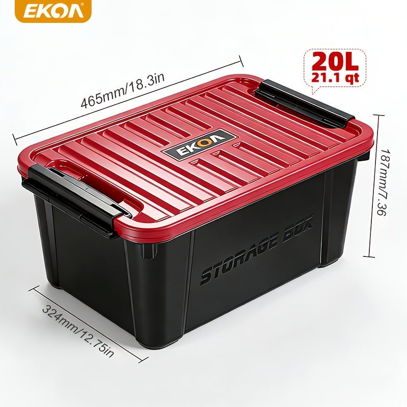 EKOA 35L Storage Boxes with Lids, Durable Plastic Organisers
