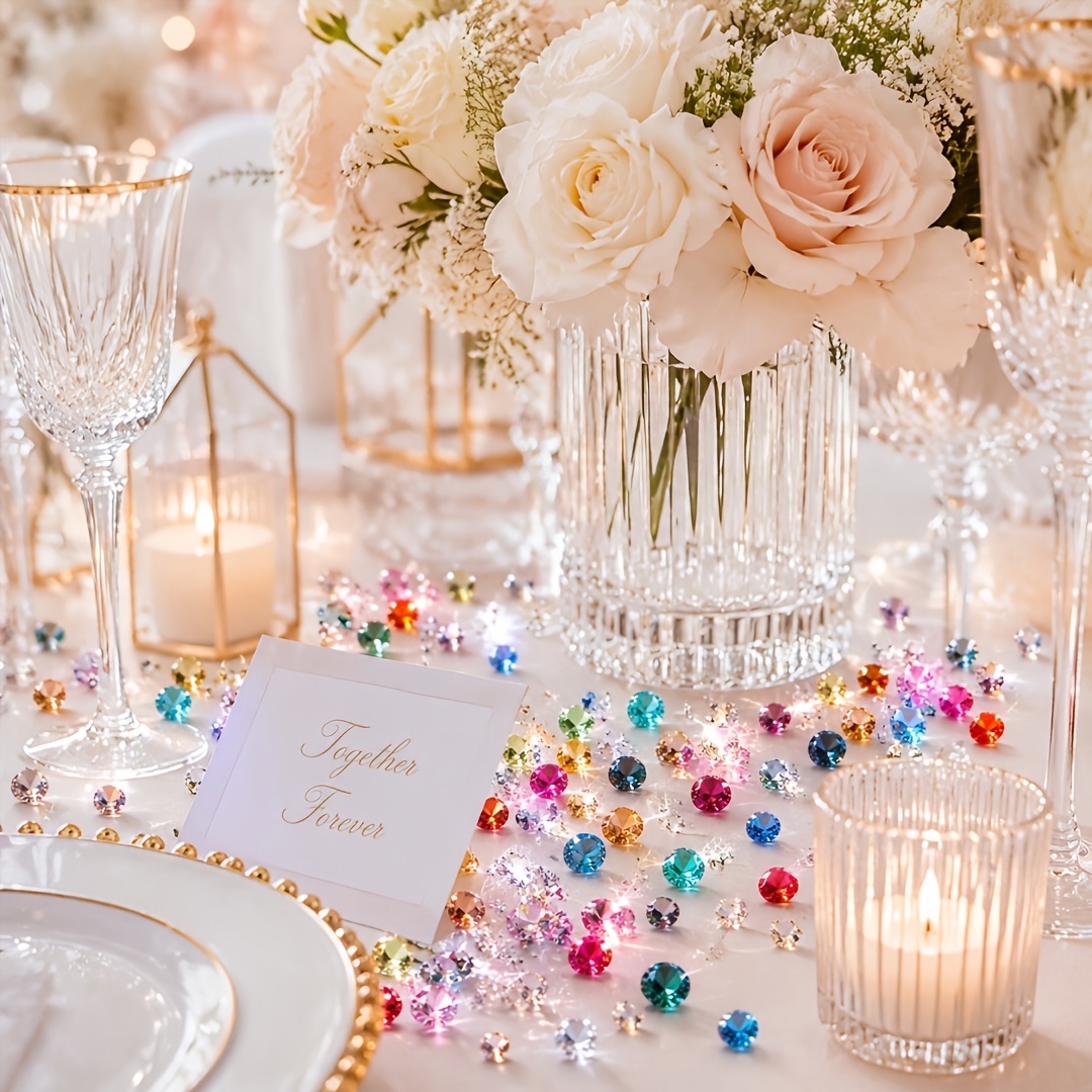 TEMU 4100pcs Random Color Mixed Acrylic Fake Diamonds, Suitable For Home Decoration And Vase Filling, Weddings, Birthday Parties, Beauty, Diy