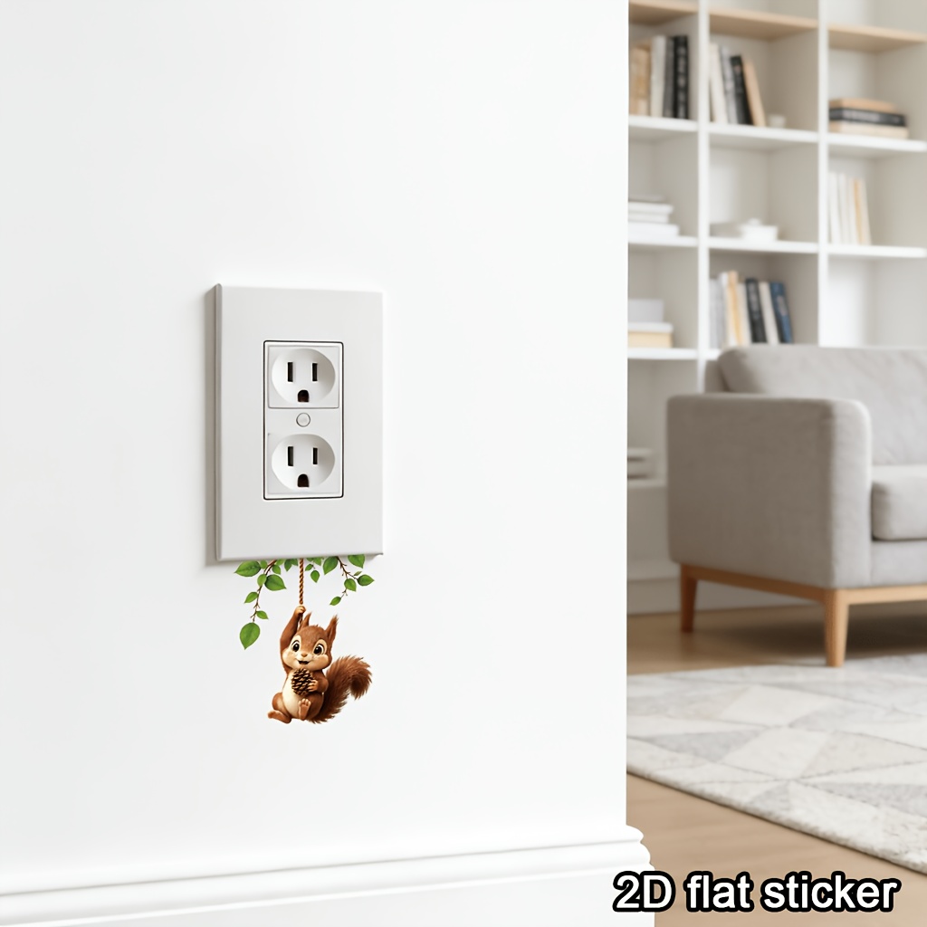 Cute Hanging Squirrel Light Switch Sticker, Removable Vinyl Decal
