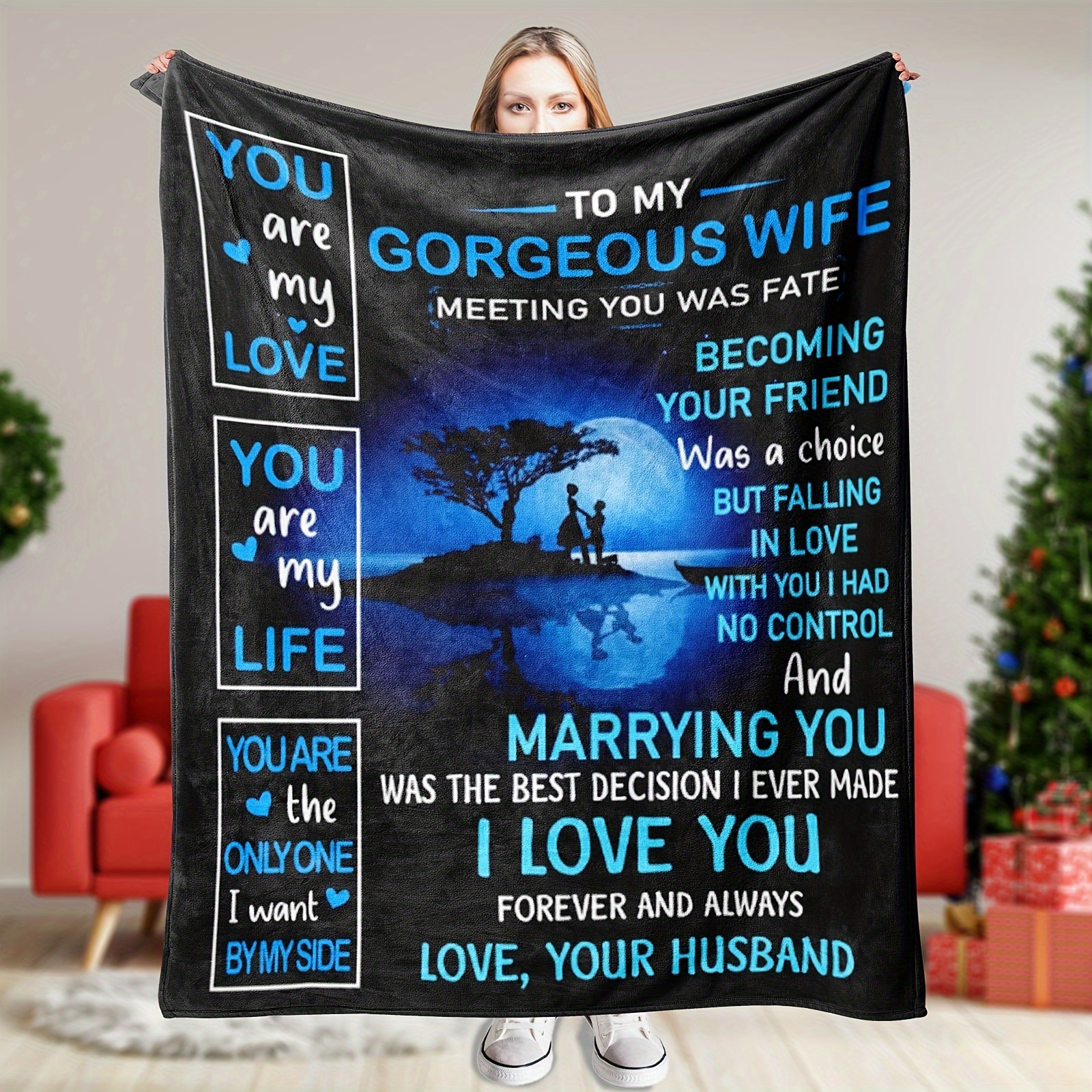 

1 Pc, Blanket To My Gorgeous Wife From Husband, I Love You Blanket Wife Blanket For Birthday Wedding Christmas