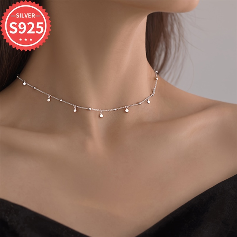 

Elegant & , 925 Silver Tassel Clavicle Chain For Ladies, Fashion Necklace For & Banquet, Perfect Gift Weight 3.9g