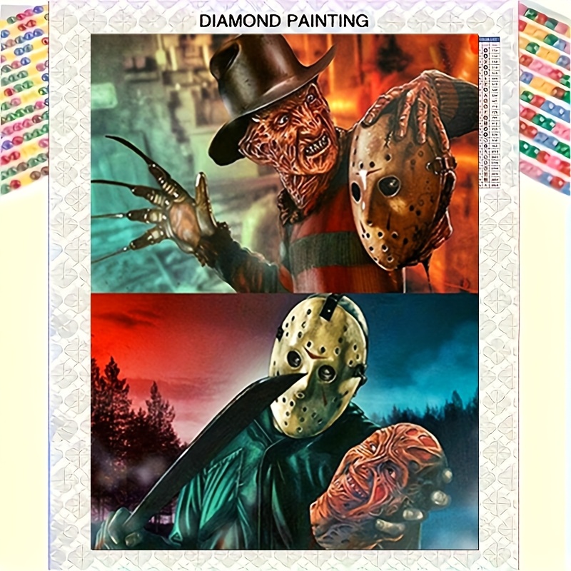 

A Set Of 5d Horror Movie , Diamond Painting Kit, Full Diamond Round Drill Art, Embroidered Diamond Crafts, Wall Decoration, Gift For Adults Measuring 11.8x15.7 Inches.