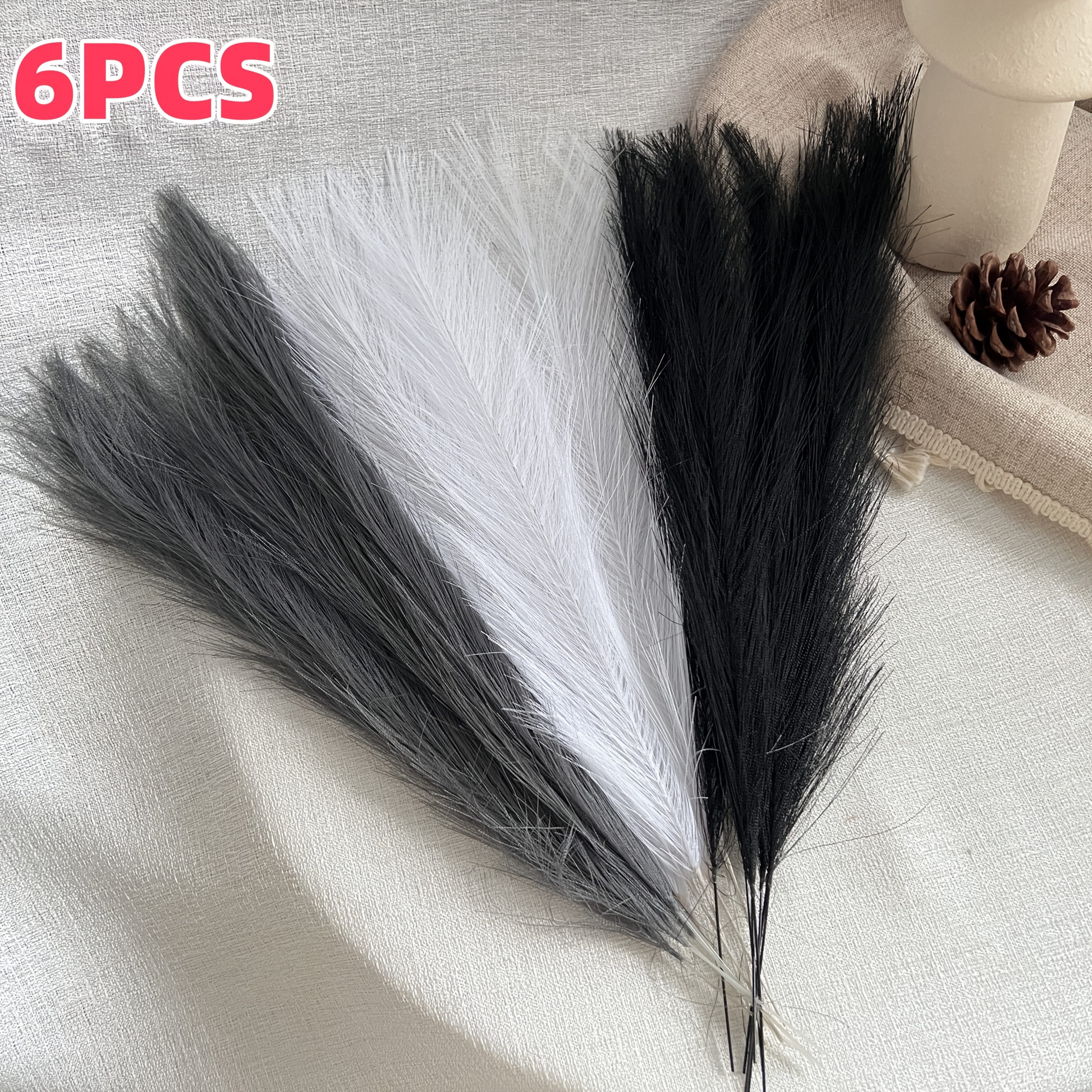 6/18 Stems Large Artificial Pampas Grass- Bohemian Style Decor For Home/diy Crafts/living Room/table Arrangement/vase Filler, Farmhouse Wedding Decor(/gray), Spring Decoration& Gift