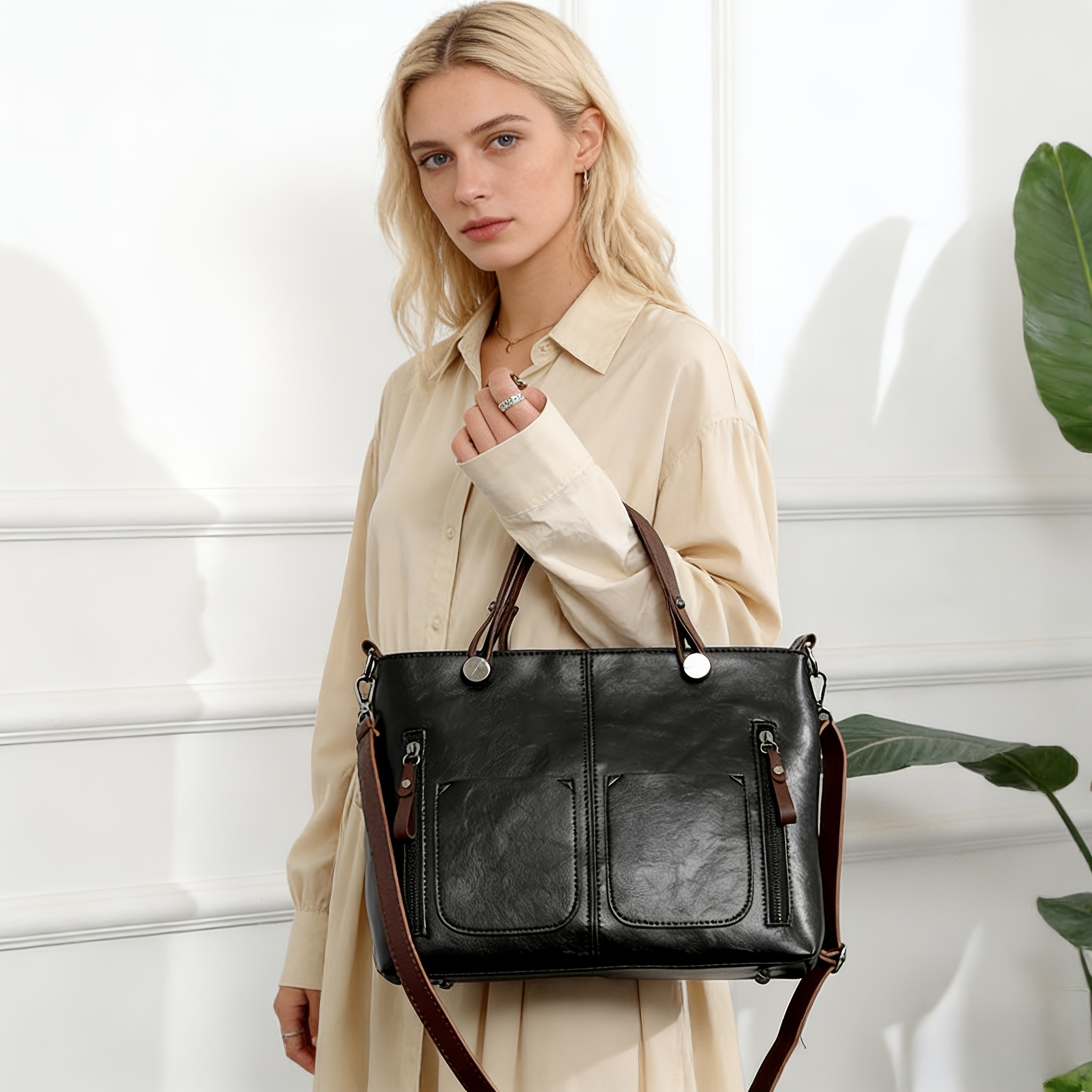 bolsa tote   vintage personalizada   e americana, bolsa feminina de   capacidade com múltiplos compartimentos e resistente ao  , bolsa de ombro e  . construção em tecido durável, adequada para  , deslocamento e ocasiões   - uma   ideal para detalhes 3