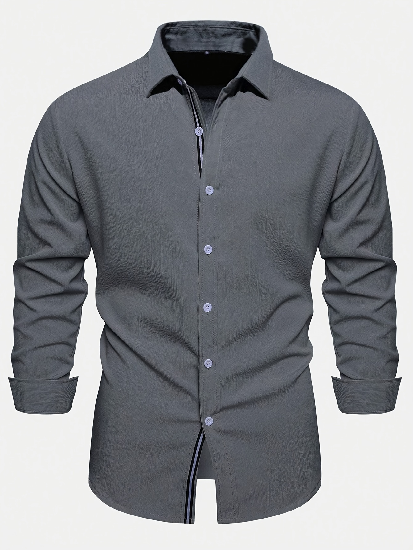 mens wrinkle resistant dress shirt classic solid color long Temu