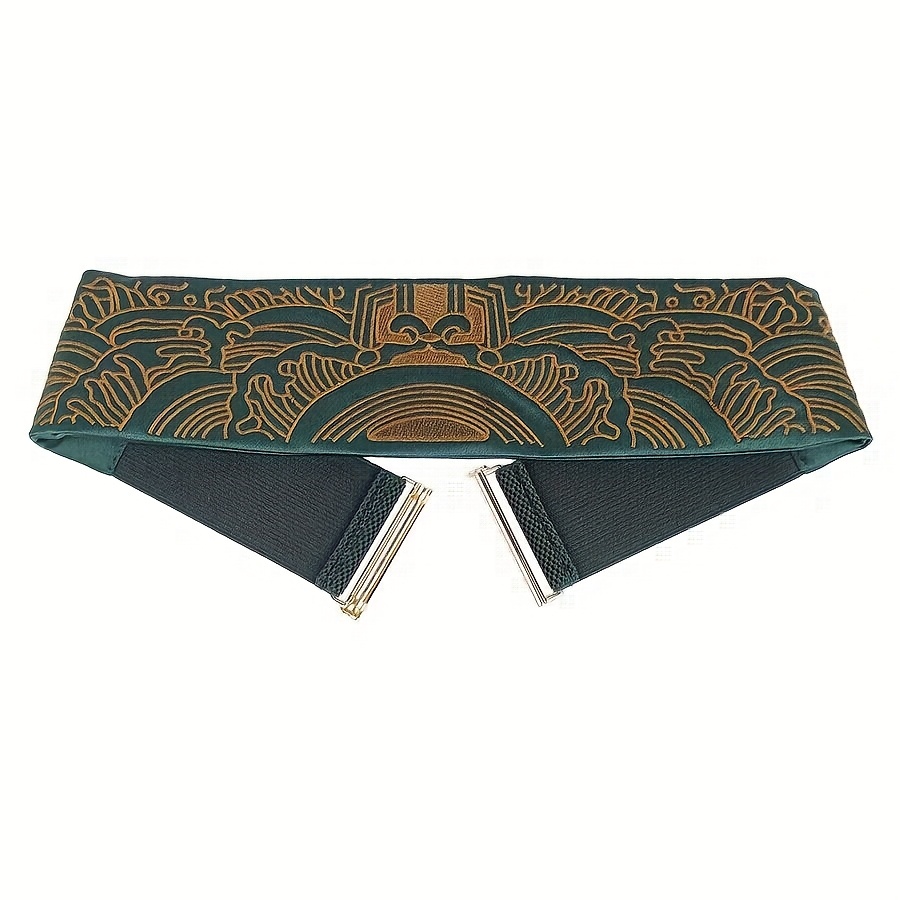 Embroidered Waist Belt Bamboo Leaf Elastic Band