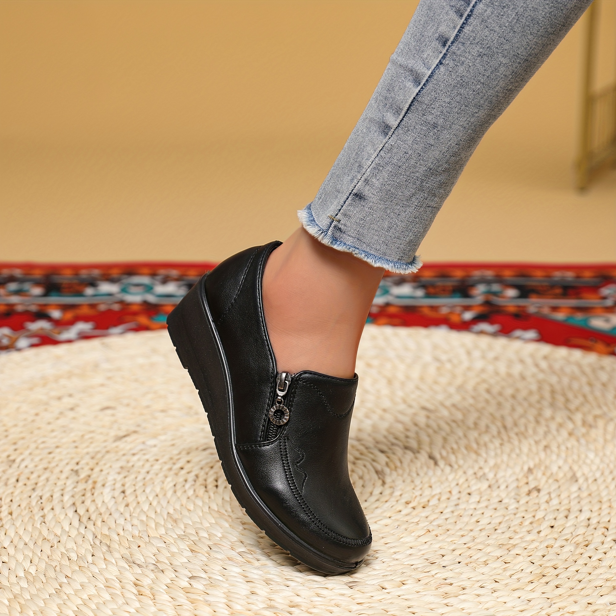 Round Toe Slip-On Shoes