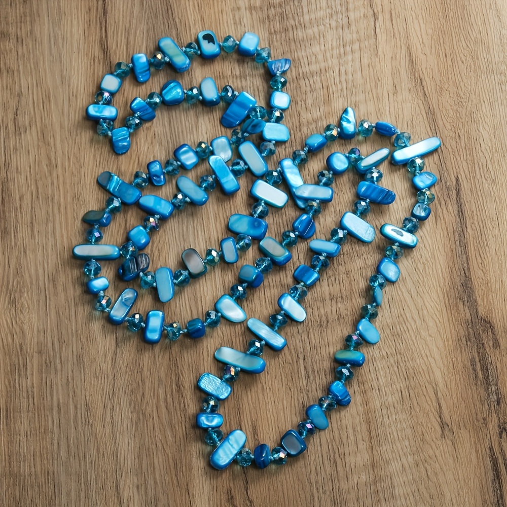 Bohemian Colorful Shell Glass Layer Long Necklace for Women