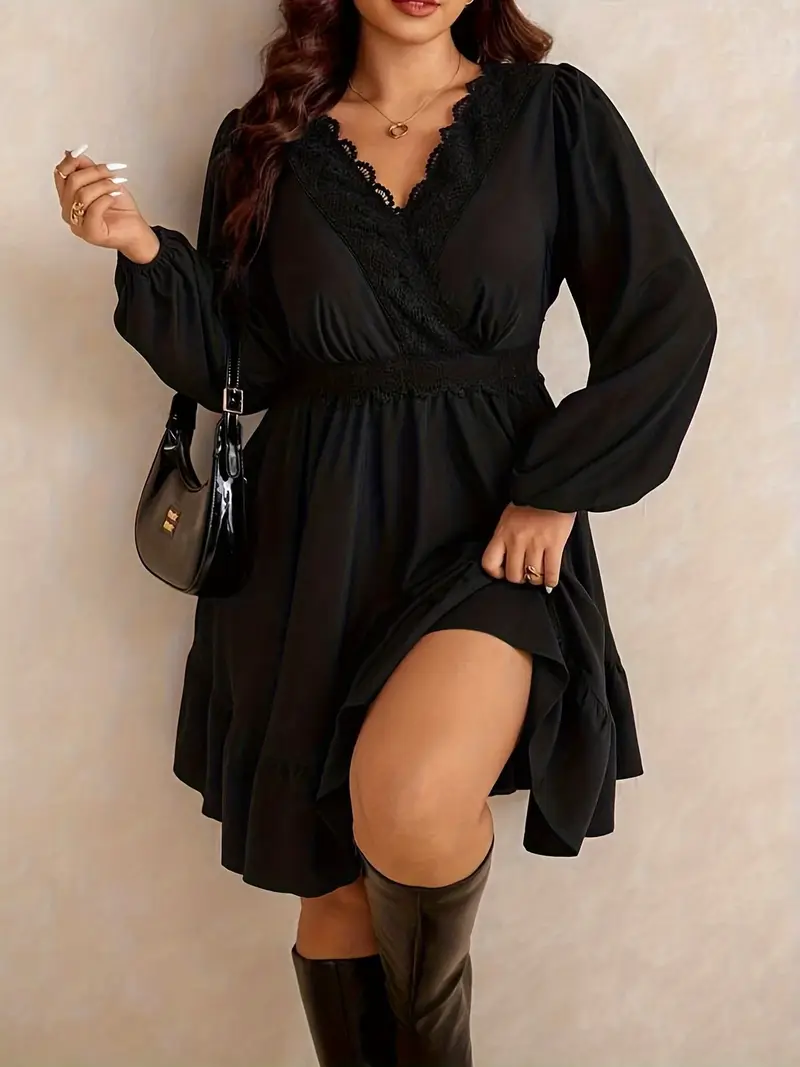 plus size plus size elegant french style lace black - Temu Mauritius plus size plus size elegant french style lace black - Temu Mauritius
