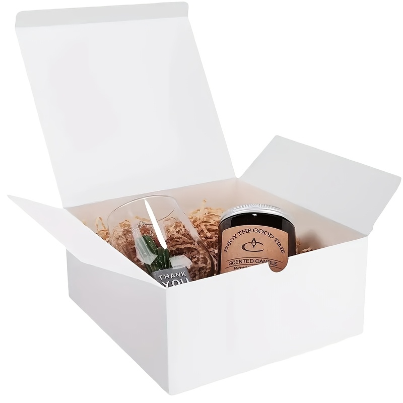 TEMU 4pcs Square Party Gift Boxes, White Gift Boxes, Black Gift Boxes With Jute Rope, Suitable For Birthday Gifts, Wedding Favors, Graduation Gifts,