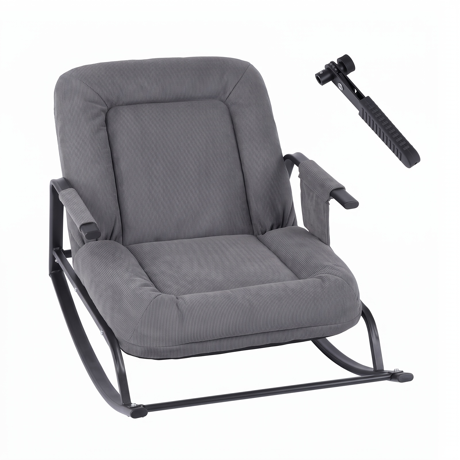 Image of Rocking Chair, Lounge Chair With Stable Anti-tip Curved Base, Frame With 150kg Load Capacity, 5-position Reclining Backrest, Office Chair For Study, Living Room And Lounge Area