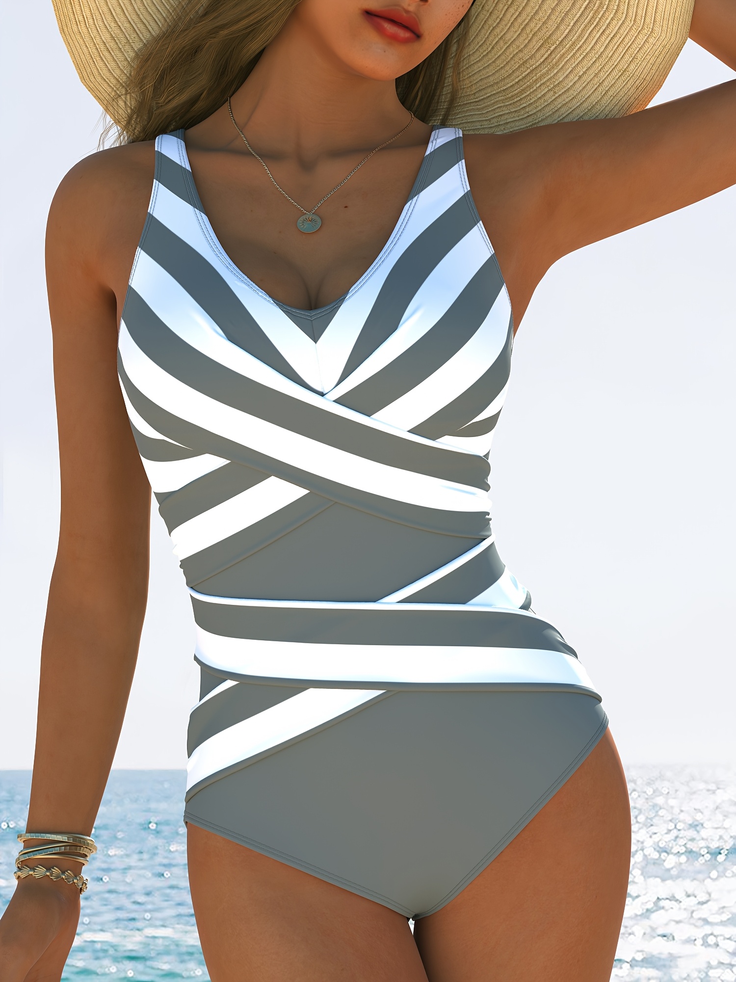 damenganzkörper-badeanzug – schnelltrocknender, hochelastischer badeanzug für strand, pool und urlaub – pflegeleichtes waschmaschinengeeignetes vintage-design, sportlicher bademode-stil, stylisches  -material, bequemer ganzkörperschwimmkleidung für fitnessbegeisterte