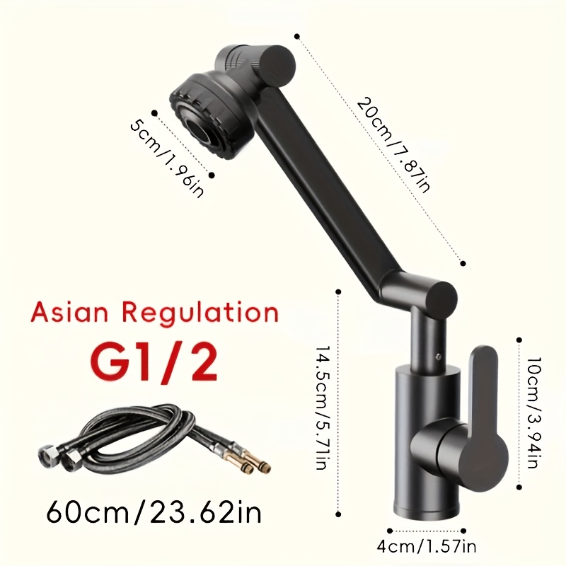 Image of 1pc Modern Swivel Faucet - ( Water), 1080° Rotating Adjustable Spray Head With Bubble Water Outlet To Prevent Splashing, For Sinks, Equipped With 2 Inlet Pipes, Bathroom Additions, Bathroom Supplies