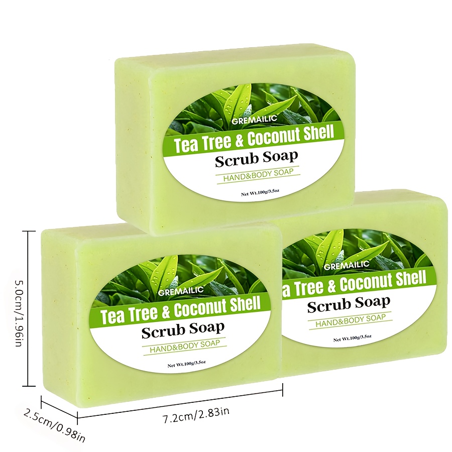3pcs Tea Tree Oil & Coconut Extract Soap Bars