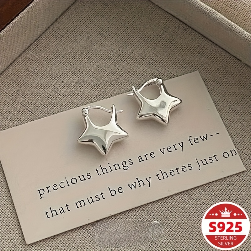 TEMU Un ensemble de boucles d'oreilles d'étoile en argent sterling 925, parfait comme cadeau de Noël pour les couples
