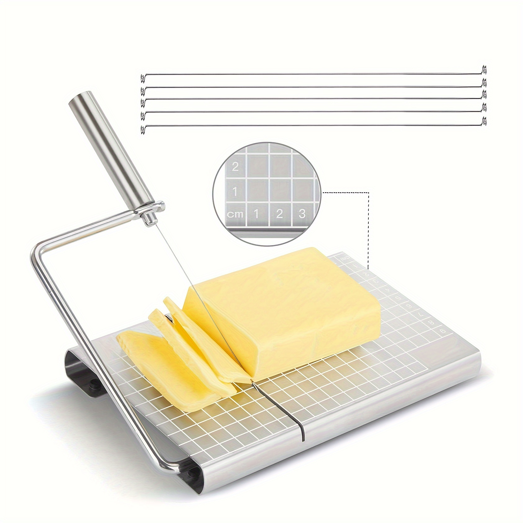 

1pc, Cheese Slicer, Stainless Steel Cheese Cutter With Measurements, Heavy Duty Butter Cutter, Baking Tools, Kitchen Gadgets, Kitchen Accessories