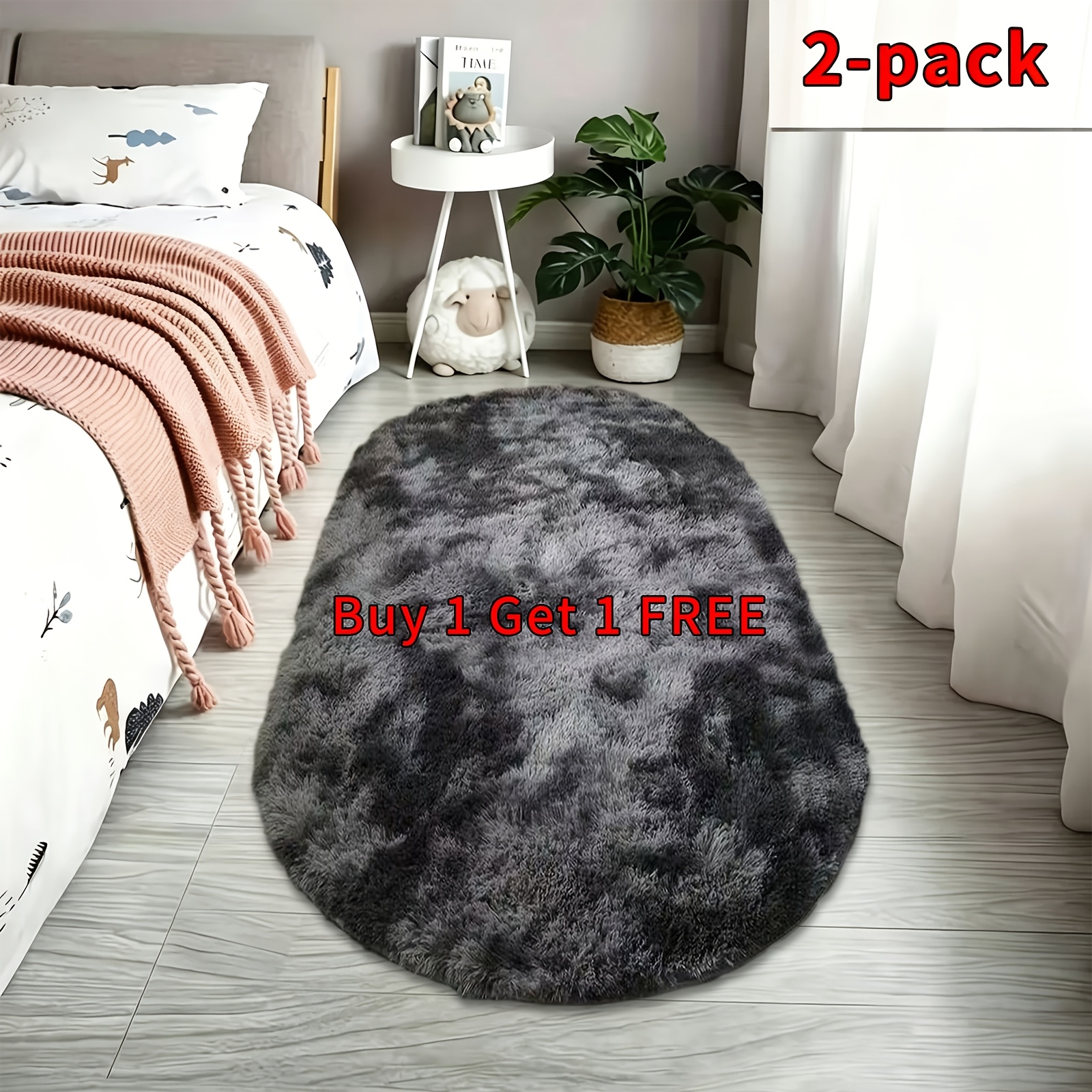 TEMU Tapis de chevet ovale multicolore doux et , adapté à diverses couleurs et tailles, placé dans ou au chevet, confortable sous les pieds, style