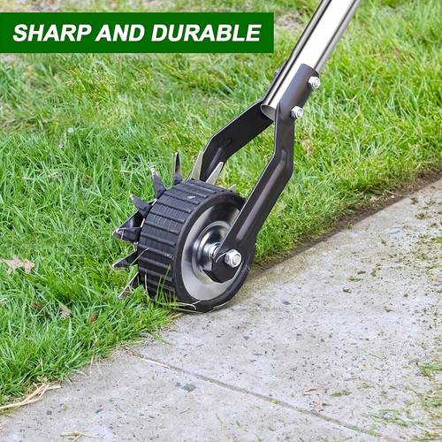 wheeled lawn trimmer with 3 4 stainless steel handle gardening tools yard weeding and sidewalk trimming extended up to 67 32 inches without burdening the waist for home