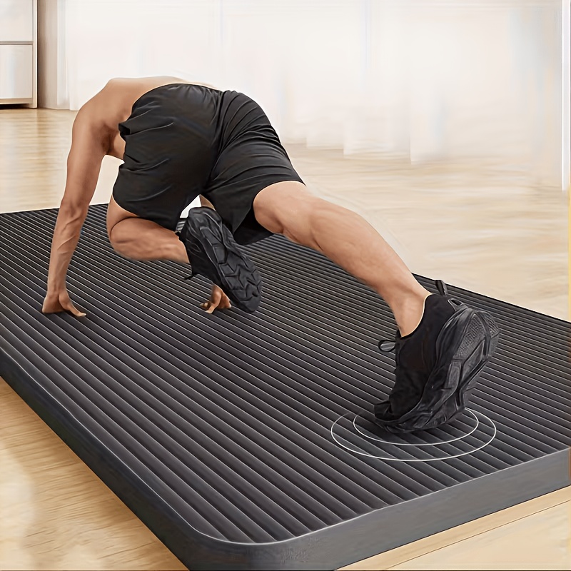 thickened and widened yoga   mat non slip sports gym floor exercise mat with storage straps silent shock absorption suitable for daily   pilates skipping squats deadlifts and weightlifting durable material