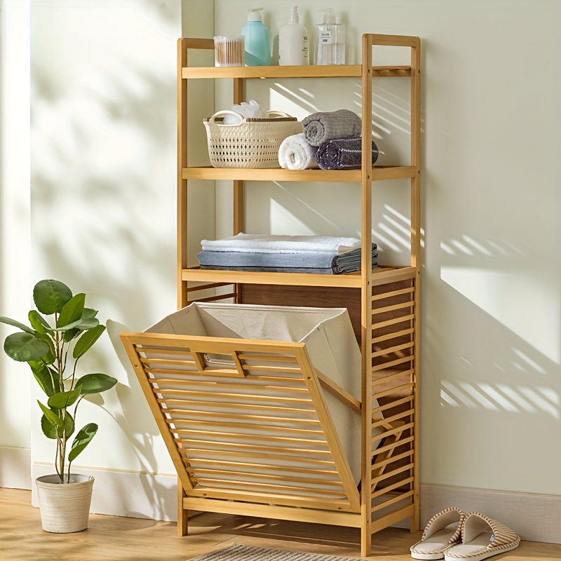 Contemporary Bamboo Laundry Hamper Multiple Baskets Suitable Temu