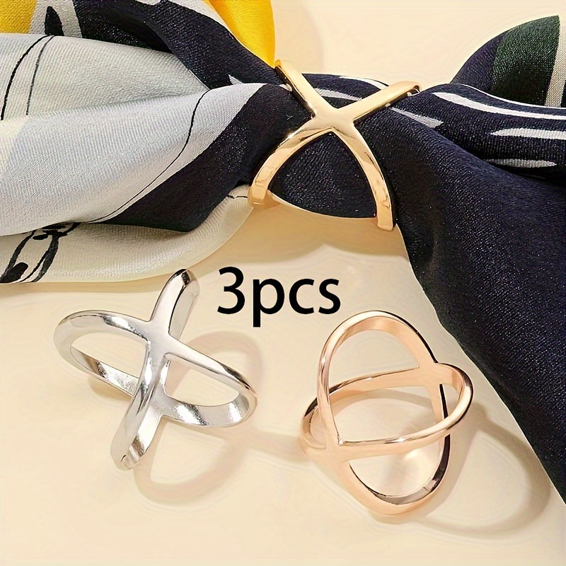 

3pcs Women's Ring-shaped Versatile Simple X-shaped Women's Accessories Shawl Clothes Corner Knot Ring Scarf