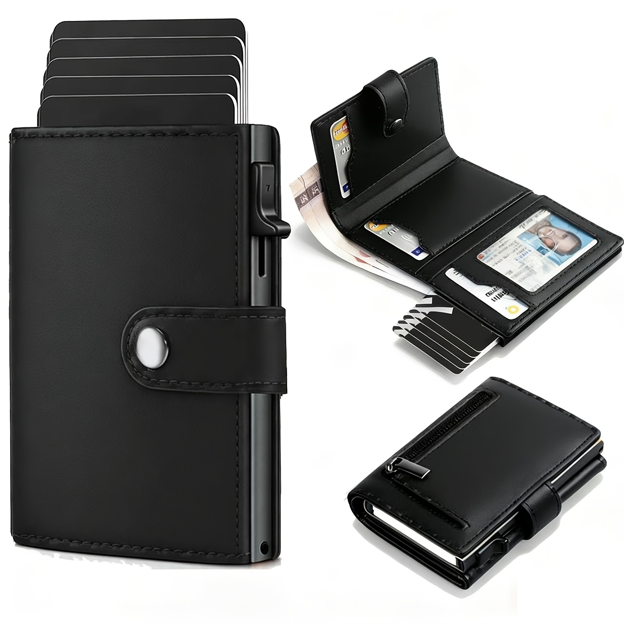TEMU para Tarjetas de Hombre: Estuche de Aluminio, Diseño Inteligente, Bloqueo RFID, Delgado, Estilo Minimalista, Bolsillo Frontal - Capacidad para