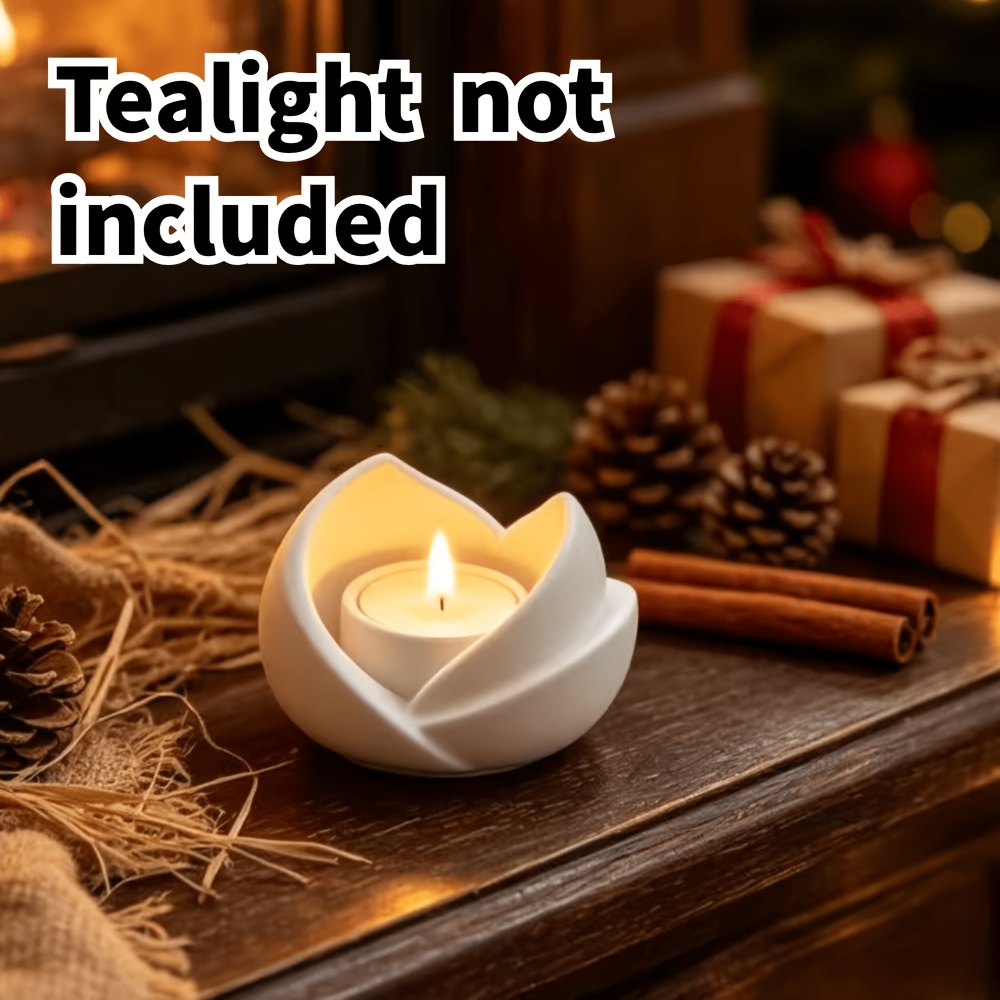 TEMU Lotus-shaped Tea Candle Holder, Charming Festive Decor, Suitable For Christmas, Wedding, Home Tabletop Decoration Gift