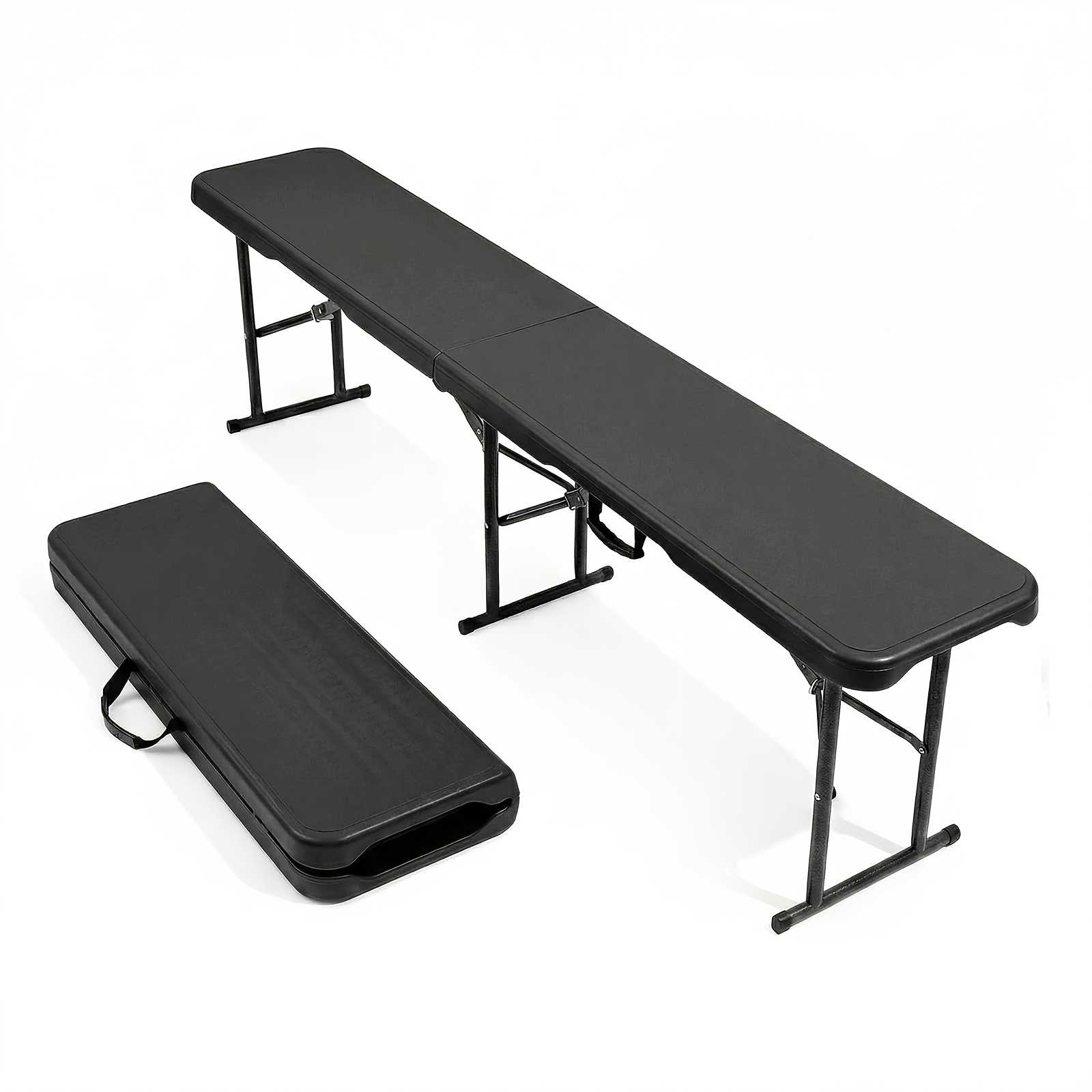 1/2 Plastic Folding Bench 183 X 28 X 43cm, Foldable Camping Bench, Garden Bench, Folding Bench, Load Capacity Up To 300kg