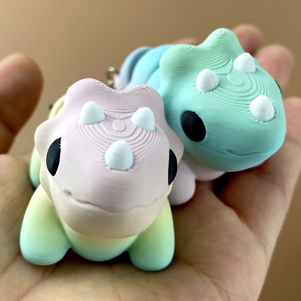 

Cute 3d Dinosaur Keychain - Macaron-inspired, Rainbow Gradient Pvc, Couples & Valentine's Gift