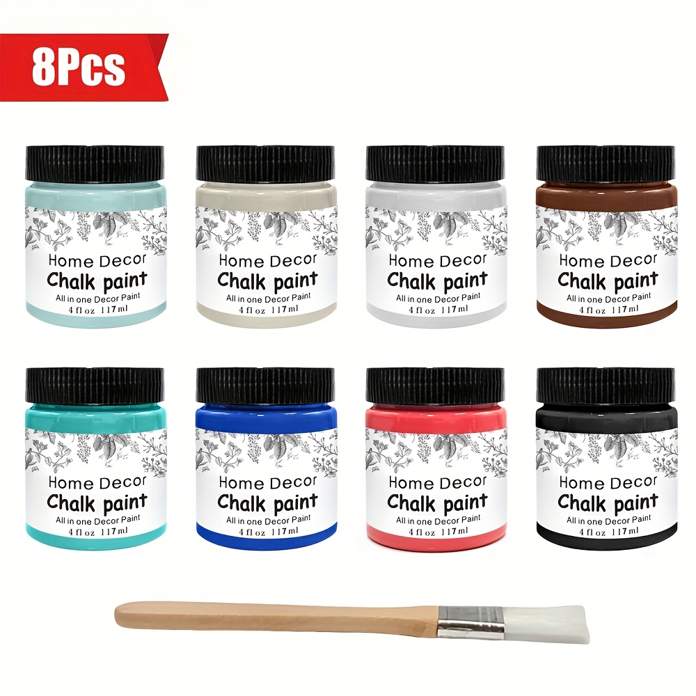 

8pcs Chalk Furniture Paint Set 4 Oz/118ml, Home Decor Chalk Paint For Crafts, Cabinets, Wood, Multi-surface Paint, Ultra Matte Acrylic Craft Paint Needed