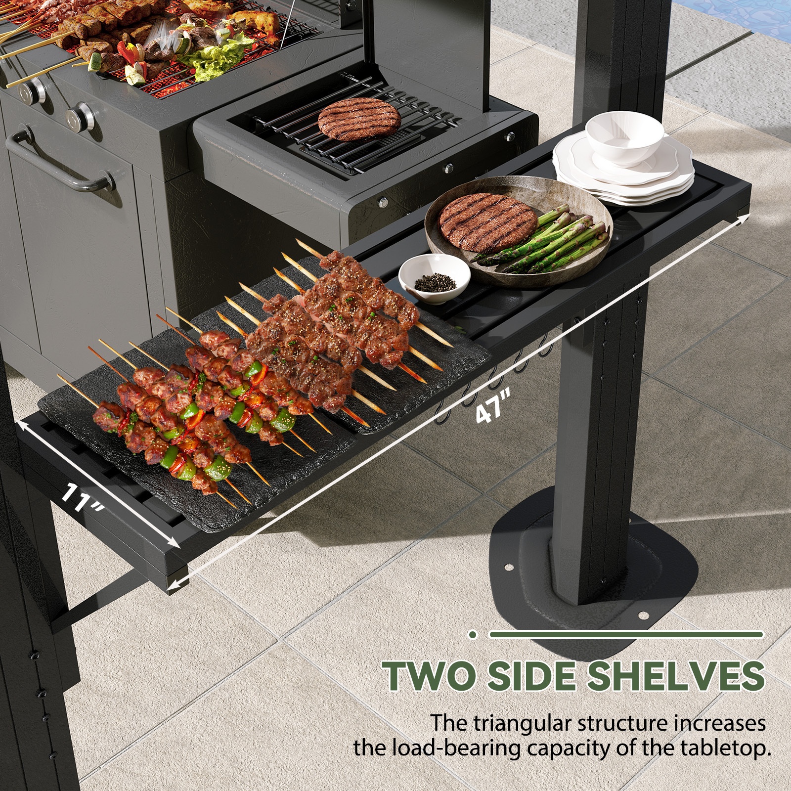 Oneinmil 8 X 5FT Hardtop Grill Gazebo With Double Polycarbonate Roof/Metal Roof - Outdoor Grill Gazebo, Heavy-Duty Grill Shelter With Aluminum Frame, Patio Cover For Grilling & Dining, BBQ Gazebo For Outdoor Grill, Backyard, Patio, (On )