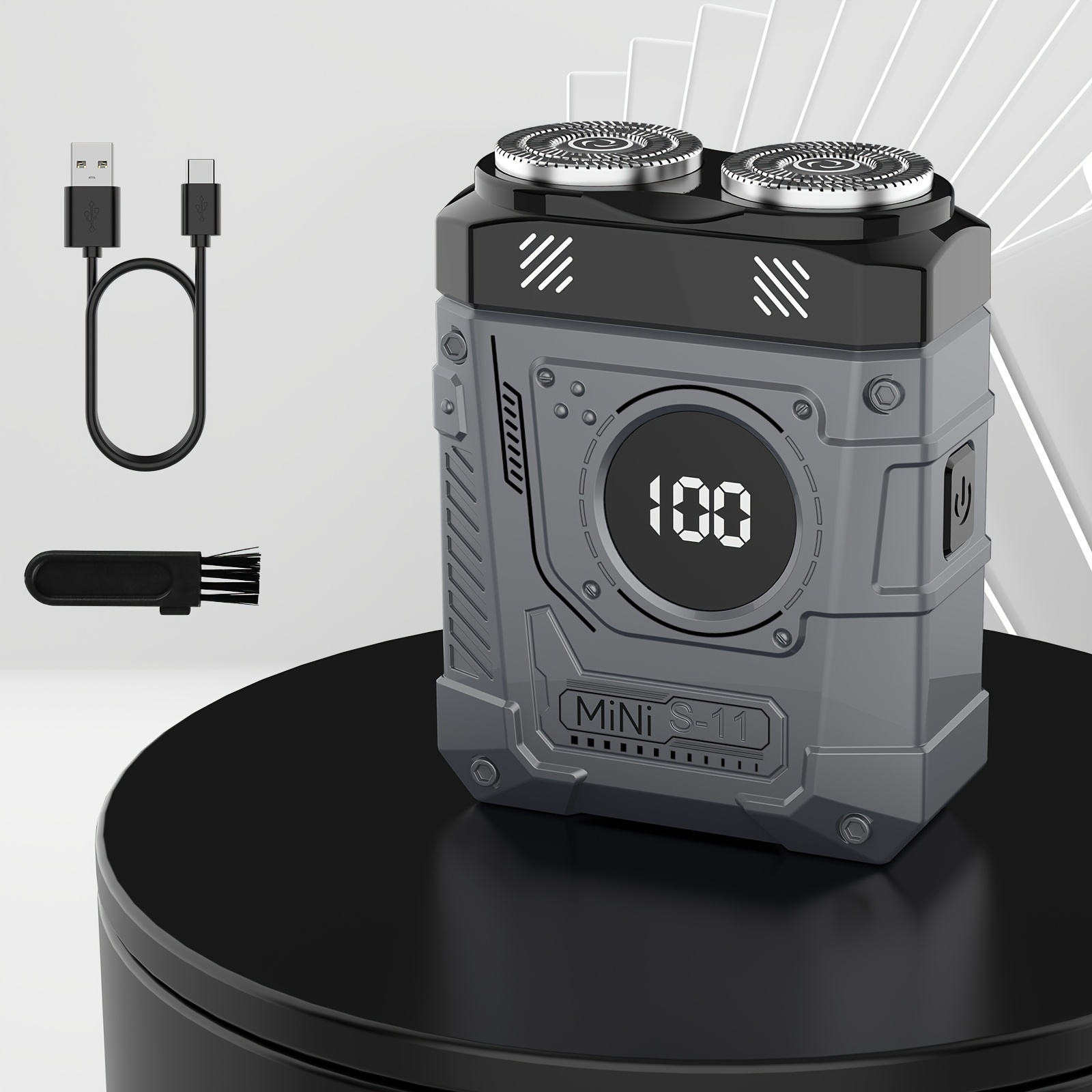 2025 New Mecha Dual-head Electric Shaver Usb Rechargeable Built-in 300 Mah Battery , For