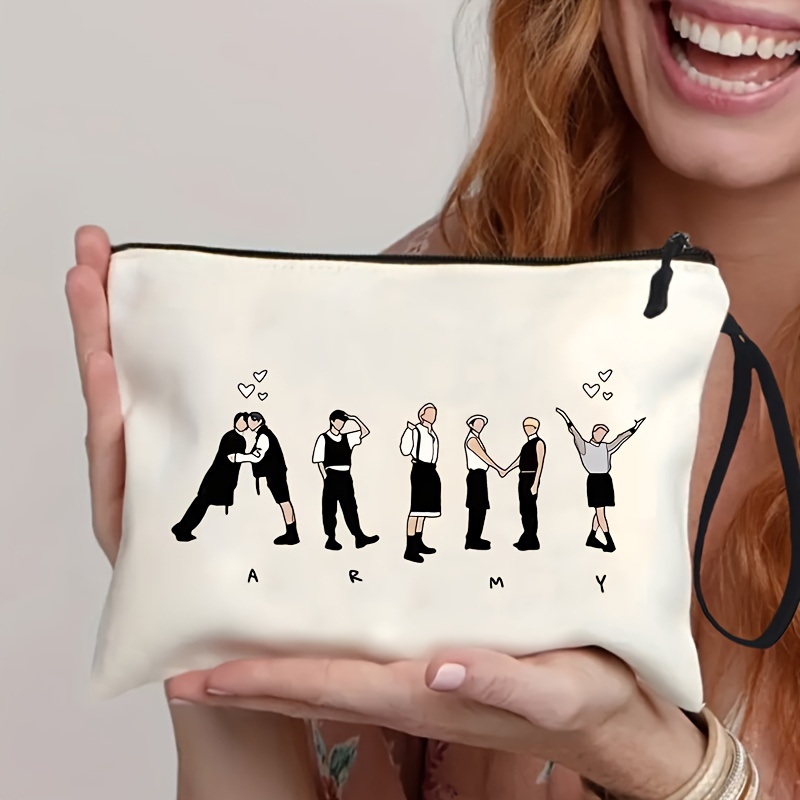 

A New Stylish Cosmetic Storage Bag Featuring Kpop Singer Patterns, Perfect As A Collectible Item, Makeup Pouch, Coin Purse, Clutch, Or Portable Handbag.