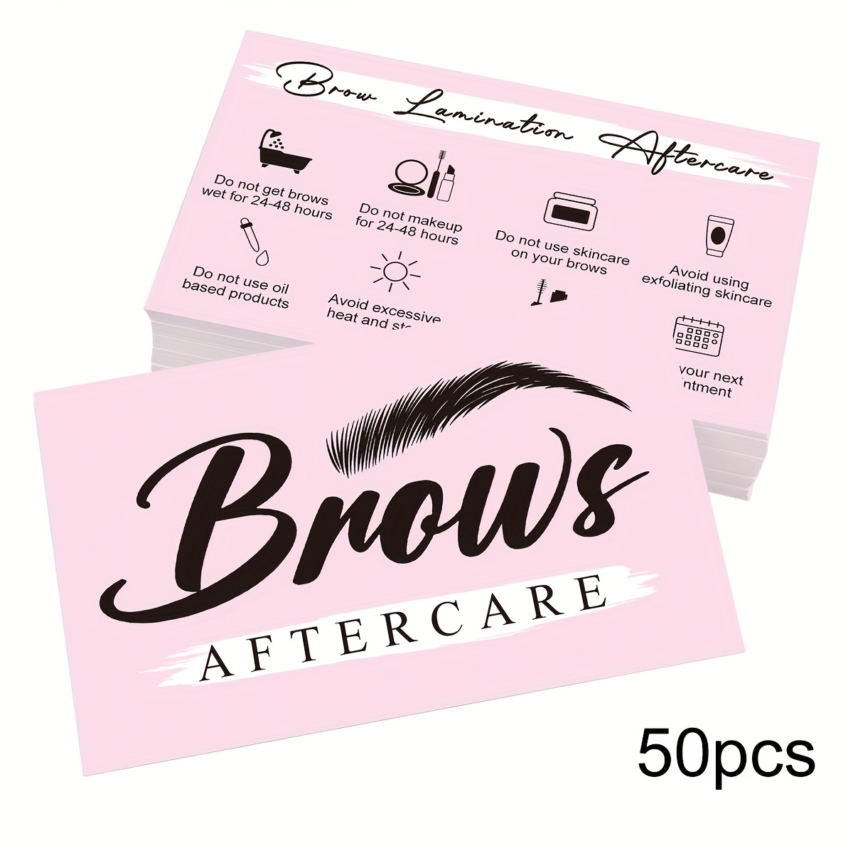 50 Eyebrow For Studio , Aftercare Cards, And Business Cards.