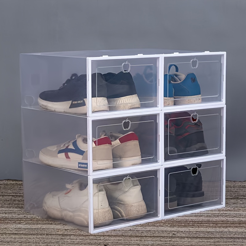 12pcs transparent shoe box with a flip cover foldable storage box drawer style transparent shoe cabinet plastic shoe rack multi layer storage space saving organizer details 8