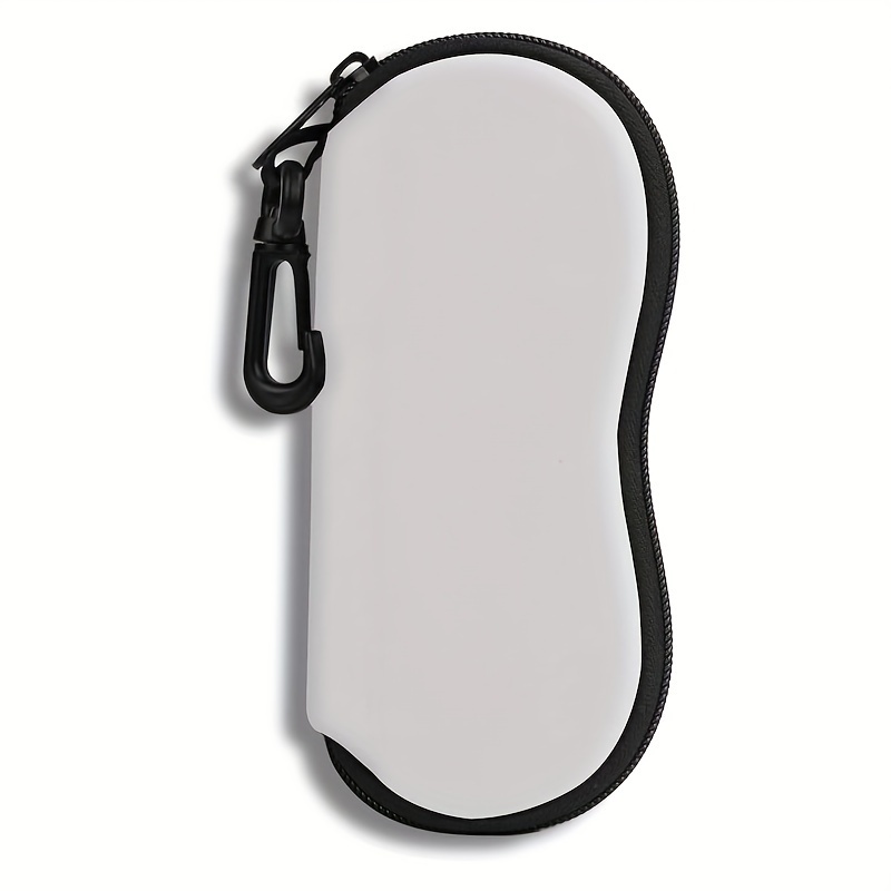 1pc White Glasses Case With Hook, Diy Pattern, Rubber Material, Eyeglass Pouch, Eyewear Storage Bag