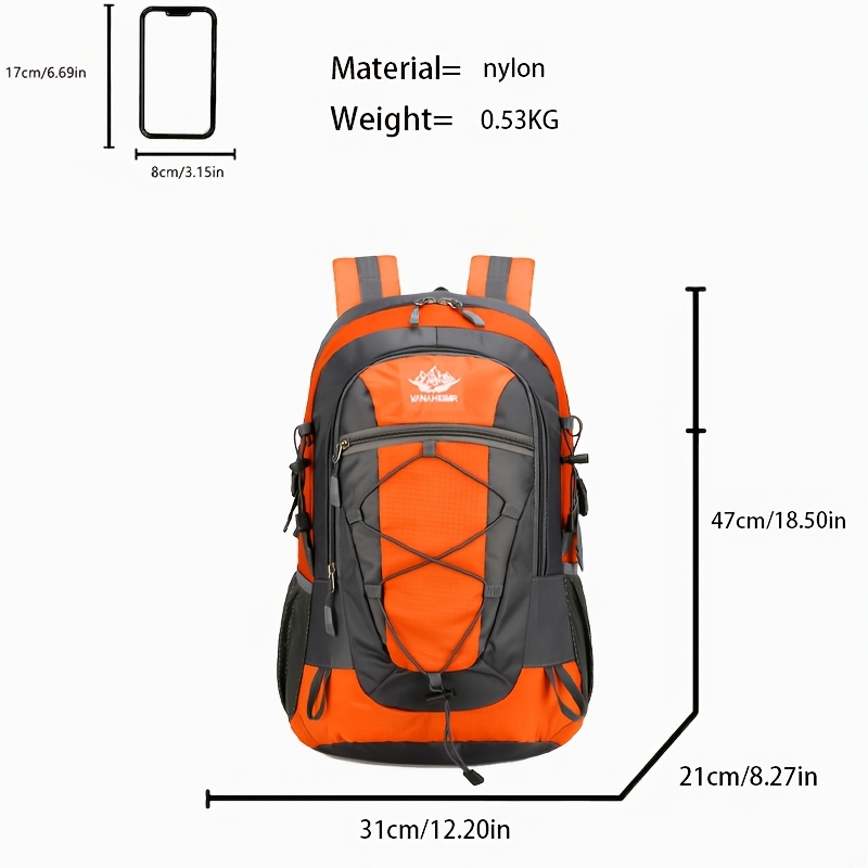 Hiking Backpack with Multiple Compartments and Elastic Drawstring